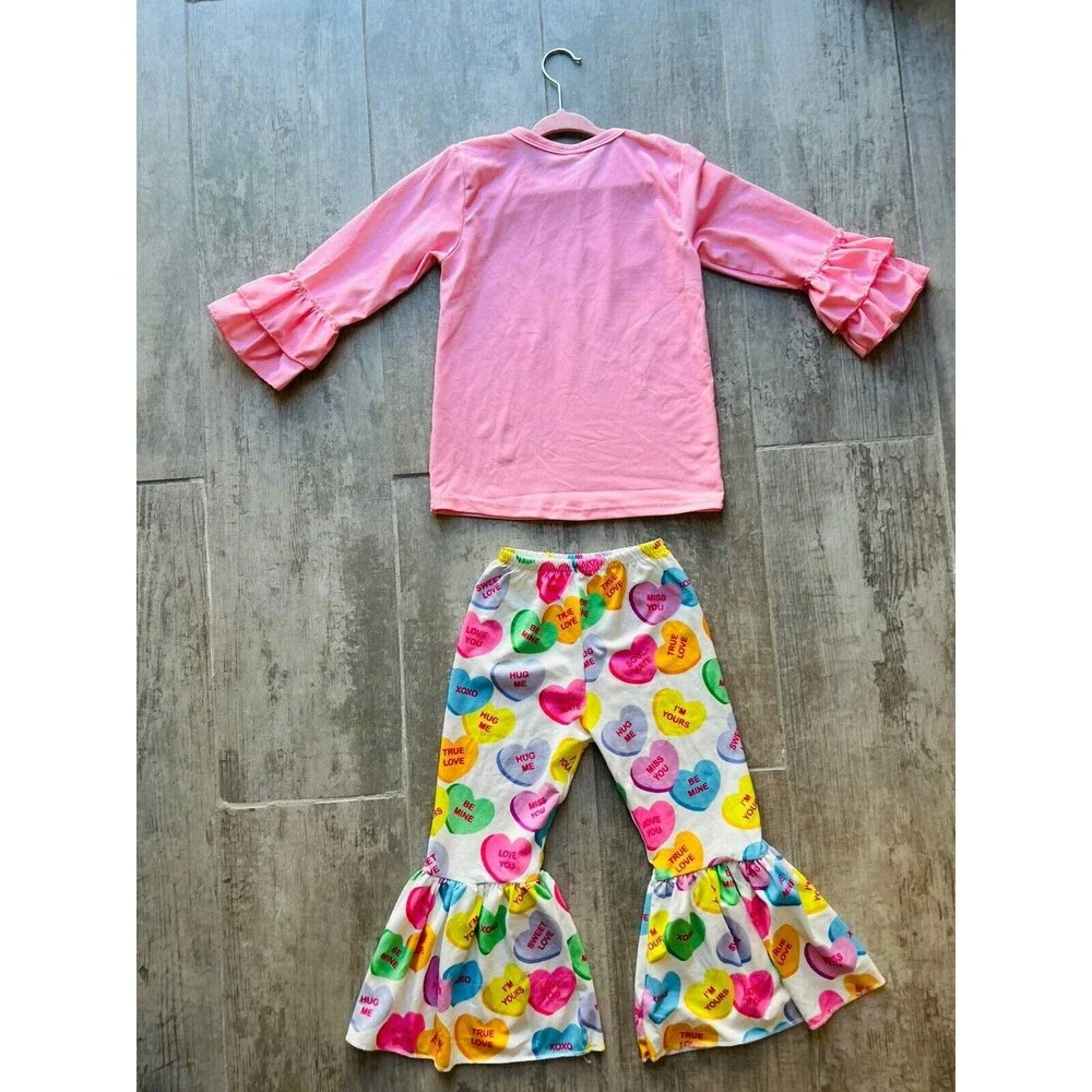 Los Angeles Boutique Girl 2 Piece Outfit Set Valentines Heart HELLO SWEETIE 2T